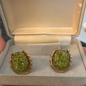 Gold and Green Textured cuff links